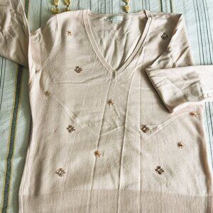 Soft pink crystal embellished sweater